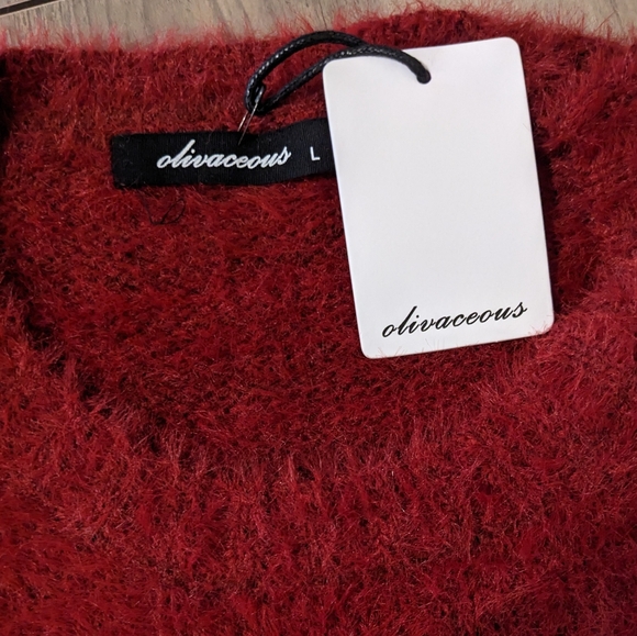 Olivaceous new top women's sweater large crop fuzzy nwt - Picture 12 of 14